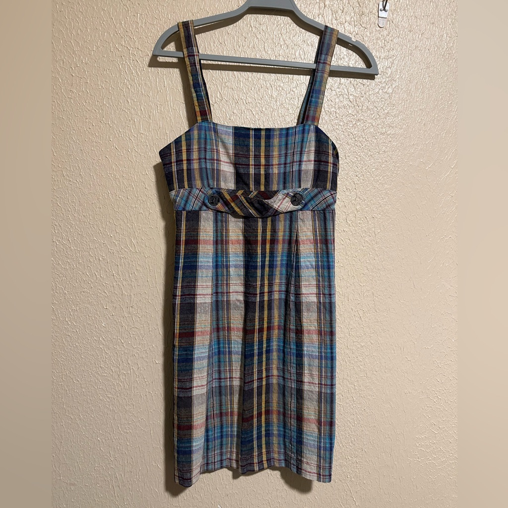 Madison Leigh Linen Blend Dress Size 6 Adjustable Straps Y2k